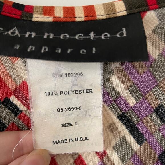 Connected Apparel Dress Women's Large Brown Red Multicolor Long Sleeve Dress - Picture 7 of 11